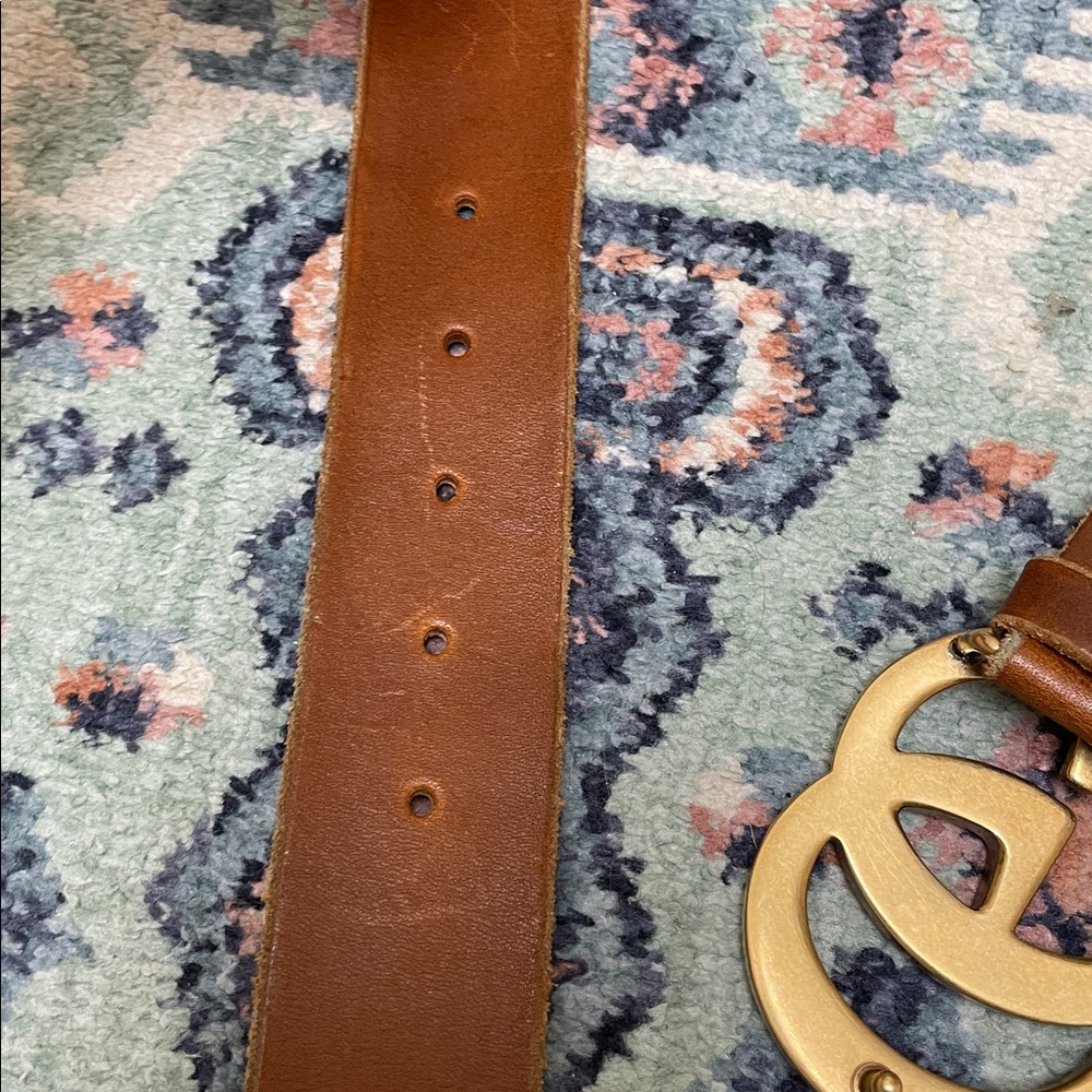 Gucci GG Marmont Wide Belt in Brown Leather with Gold Logo Hardware 80/26/4 - Picture 8 of 8